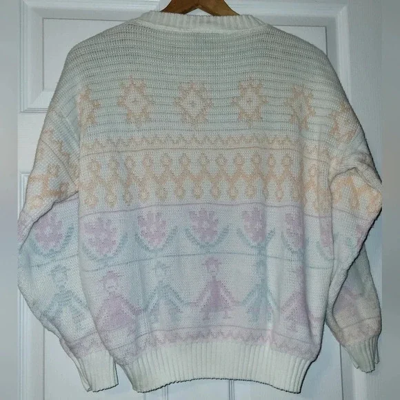 Vintage Cabin Creek Sweater Crew Lightweight White Floral 80s‎ 90s - Picture 2 of 8